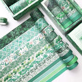 12 Rolls Green Washi Tape Set,Leaves Floral Tree Washi Masking Tape Colorful Decorative Painters Tape for Craft,Kids,Scrapbook,DIY,Gift Wrapping