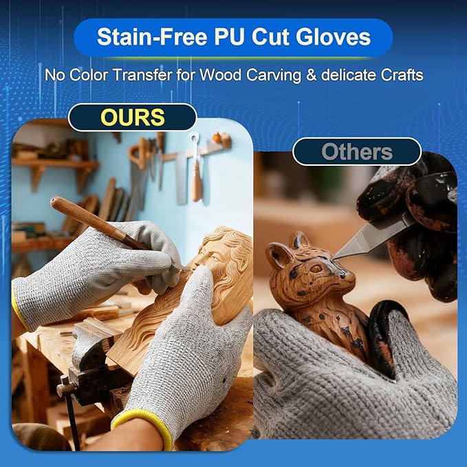 Dowellife 12 Pairs Level 5 Cut Resistant Work Gloves for Men and Women, PU Coated Breathable Gardening Gloves, Thin Flexible and Firm Grip for Mechanics and Fishing (X-Large, Grey)