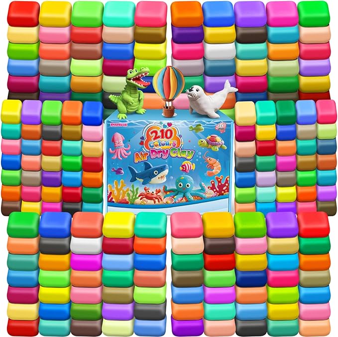 ESSENSON Air Dry Clay 210 Colors, Modeling Clay for Kids, DIY Molding Magic Clay for with Tools, Toys Gifts for Age 3 4 5 6 7 8+ Years Old Boys Girls Kids