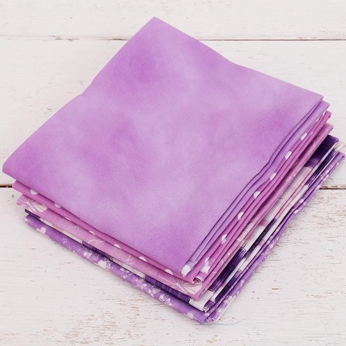 Threadart Exclusive 5 Fat Quarter Bundles - Purple Vintage Prints 100% Cotton Fabric - Premium 100% Cotton Quilting Fabric - No Duplicates - Full Size Fat Quarters 18"x21" - Purple
