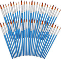 Sherr 48 Pcs Paint Brush Set Bulk Acrylic Brush Wood Paint for Detail Art Crafts Kids Artist Adult Watercolor Oil Face Body(0.35, 0.28, 0.2, 0.16 Inch,Round Style)