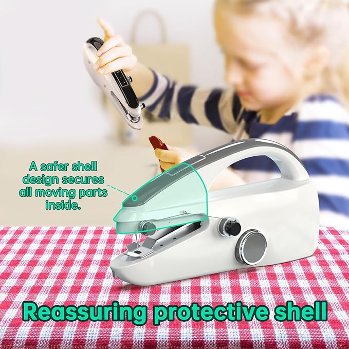 Handheld Sewing Machine,Two dear,Mini sewing machine,Easy to Use and Fast Stitch Suitable for Clothes,Fabrics, DIY Home Travel Electric Handheld Sewing Machine for Beginner.Grey