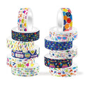 Adirasenotek Happy Birthday Washi Tape Colorful Washi Masking Tapes 12 Rolls,Birthday Decorative Paper Stickers for Note Scrapbook Handbook Sticker Coquette Gift Wrapping DIY Art Crafts