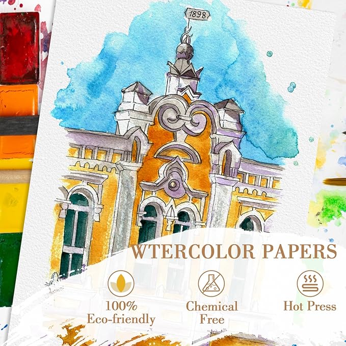 50PCS 4x6 Watercolor Paper Bulk, 140lb/300g Cold Press Thick Water Color Paper Pad for Child Adult, White Art Paper for Drawing Painting Markers Gouache, Textured Cotton Paper Sheets