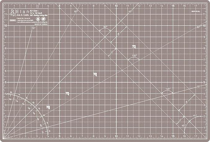 Elan Cutting Mat A3 Black & Taupe, Self Healing Cutting Mat 12x18 Inch, 5-Ply Craft Board Black, Hobby Board for Crafts 12x18 Inch