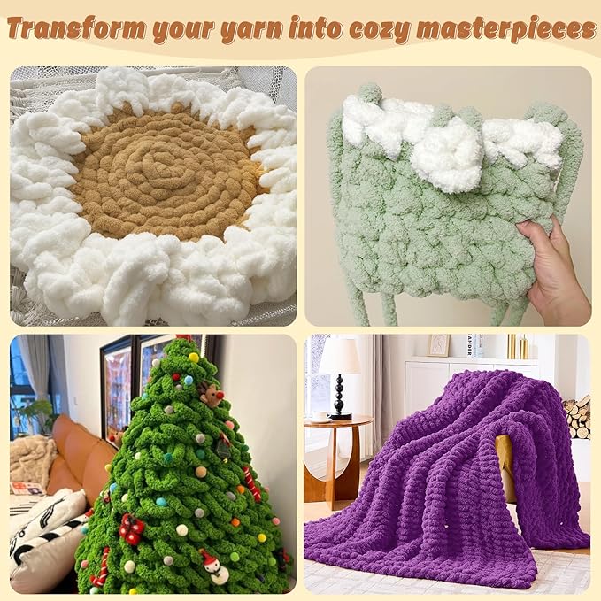 Inhand 8 Pack Chunky Chenille Yarn for Crocheting–30.6 Yards, 7.7oz, Soft Fluffy Thick Yarn,Gifts for Women/Grandma/Men Birthday Christmas Unique,Hand Knitting for Blankets&DIY Crafts (Dark Purple)