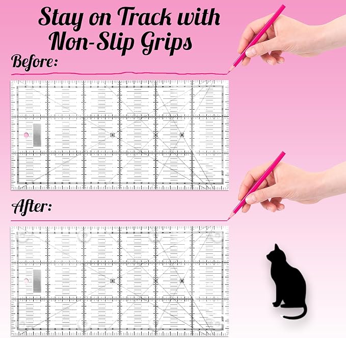 TightGrips Non-Slip Grips for Quilt Templates - 48 Pieces Total - 24 Large & 24 Small - 2 Pack