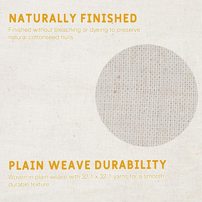Beige Cotton Muslin Fabric, 63 Inch X 2 Yards Natural 100% Cotton Fabric by The Yard, Suitable for Sewing Embroidery, Garments, Crafts