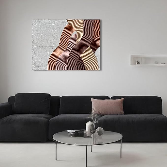 Art Hand-Painted Modern Abstract Art Brown red and White Textured Oil Painting Family Living Room Hallway Wall Art Deco 40x28 inches