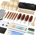 Wood Carving Kit, Wood Carving Tools Set with Carving Knives Detail Knives Basswood Blocks Gloves Polishing Compound Coloring Set, Wood Whittling Kit for Beginners DIY Hobbies for Adults