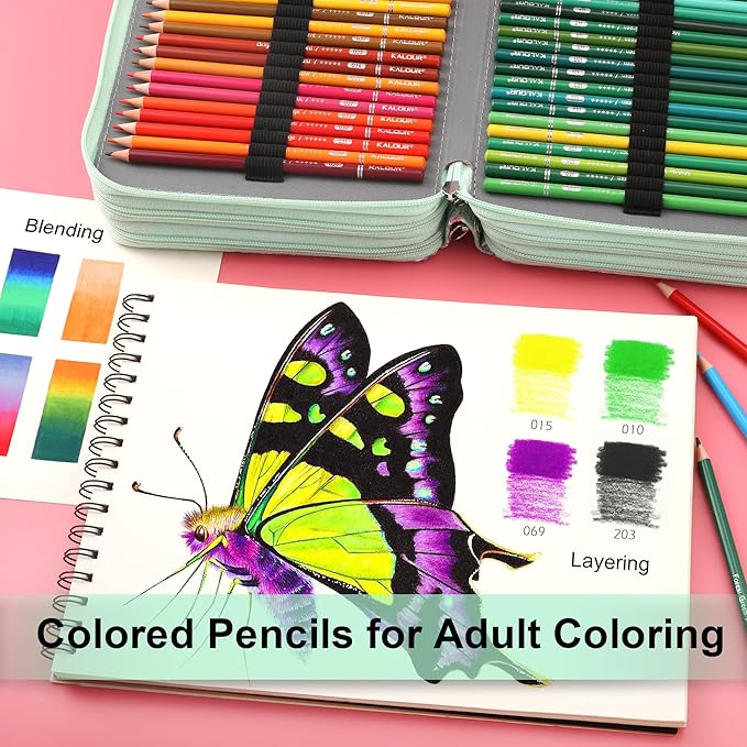 KALOUR 256 Colored Pencils Set for Adult Coloring,Soft Core Pencils for Drawing Blending Shading,Gift for Adults Artist Beginners