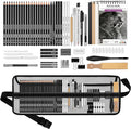 HIFORNY 60 Pcs Drawing Kit Sketching Pencil Set,Sketch Pencils Art Supplies with 3-Color Sketchbook,Graphite,Charcoal,Drawing Pencils for Adults Artists