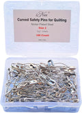 iNee Curved Safety Pins, Quilting Basting Pins, Nickel-Plated Steel, Size 2, 100 Count