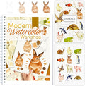 Watercolor Workbook for Beginners with Step-by-Step - 12 Watercolor Coloring Pages - 100% Cotton 300gsm/140lb Watercolor Paper - Gift for Women,Adults,Teens (Animals)
