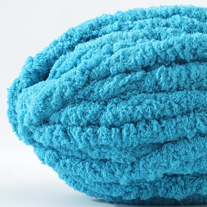 Chunky Yarn for Hand Knitting, No7 Thick Yarn, 250Grams 32Yards, Pack of 4, Perfect for Knitters and Crafters (Lake Blue)