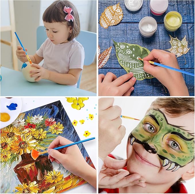 AROIC Acrylic Painting Brush Set, 10 Packs / 120 Pcs, Nylon Brush Head, Suitable for Oil and Watercolor, Perfect Suit of Art Painting, Best Present for Painting Enthusiasts.
