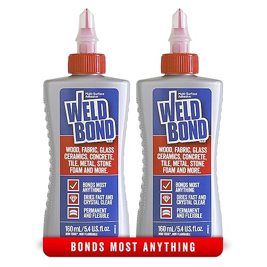 Weldbond Wood Glue for Furniture Heavy Duty, Wood Glue for Woodworking, Bonds Most Anything Including Glass Crafts Ceramic Tile Mosaic Stones Pottery Jewelry & More. Non-Toxic PVA 5.4 oz / 160ml