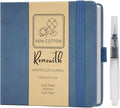 Remowith Leather Cover Watercolor Sketchbook, 6"x5.5" Journal, 300gsm Cold Press Cotton Paper (24 Sheets/48 Pages), Perfect Watercolor Journal for Markers, Pastels, Blue