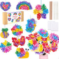 SOLDAY Poke Art Kits for Kids to Make Your Own Flowers Bouquet, Craft Kit with 6 Flowers, 8 Cute Hanging Charms, Mother Day Birthday Christmas Gift for Girls & Boys Ages 4-8
