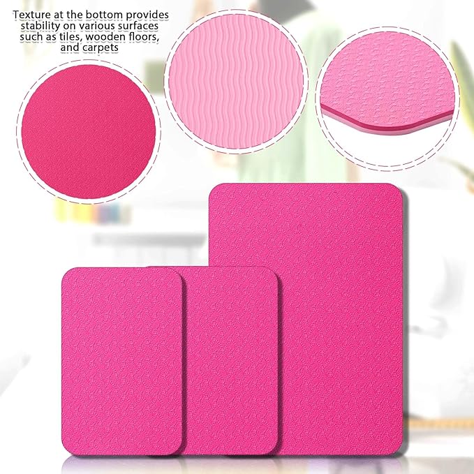 3 Pcs Sewing Machine Muffling Mat Pedal Mat Sewing Machine Pad No Slip Rubber Stay in Place Mats for Calms Vibration(Pink,15 x 20 Inch,14 x 9 Inch,14 x 11 Inch)