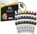 U.S. Art Supply Professional Oil Paint Set - 24 Vibrant Colors in 12ml Tubes for Canvas, Wood & Art Surfaces - Oil Based Paint for Artists, Adults & Students
