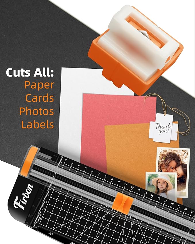 Firbon 2Pcs Refill Blades for A4 A5 Paper Cutter, Spring-Loaded Safeguard Design Replacement Blade for Paper Trimmers (Orange)