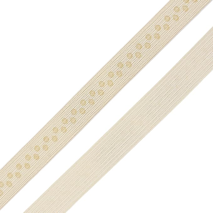 Mandala Crafts 0.5 Inch Elastic Silicone Gripper Tape for Clothing - 10 Yds Dotted Non Slip Elastic Band for Sewing - Cream Silicone Flat Fabric Stretchy Ribbon Straps