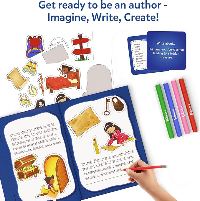 Skillmatics Storybook Art Kit - Create Adventure Stories, DIY Craft & Writing Kit with 300+ Stickers, Scrapbooking & Journal Activity, Christmas Gifts for Kids Ages 5, 6, 7, 8, 9, 10