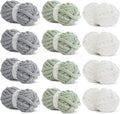 HOMBYS 12 Pack Chunky Yarn for Crocheting,Super Bulky Large Soft Fluffy Yarn,Plush Fuzzy Yarn,Thick Chenille Yarn for Hand Knitting/Arm Knitting,4 Cream,4 Light Grey,4 Sage Green(Each 27yds,8 oz)
