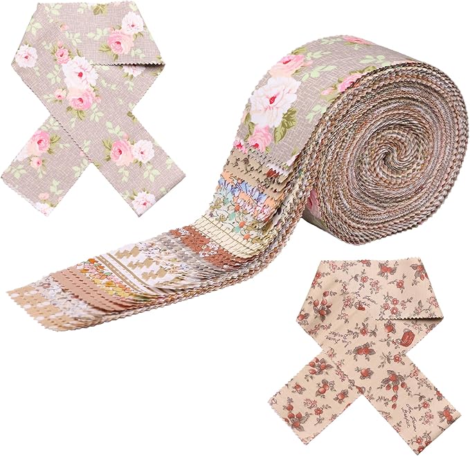 Jelly Rolls for Quilting Clearance 42 Strip 2.5" x 44" - Cotton Jelly Roll Fabric Strips for Quilting, Sewing, Blanket, Rug, Home Decor, and Purse Making, Vintage Light Brown