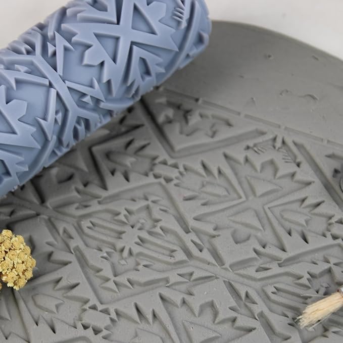 Southwestern Clay Texture Roller (4") - Seamless Set #01 - Embossing Pattern Roller for Polymer & Ceramic Clay, Pottery & Crafts