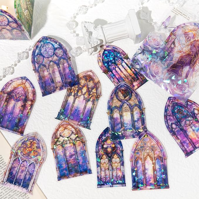Alideco 120pcs Scrapbook Stickers Vintage Patterned windowScrapbooking Junk Journal Crafts Embelishment Decoration Stickers (qicailiuli)