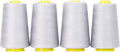 Mandala Crafts 4 Pack of Serger Threads Cones Spools - 40S/2 24000 Yards Polyester Gray Threads for Sergers Machine and Overlock Quilting Sewing Machine