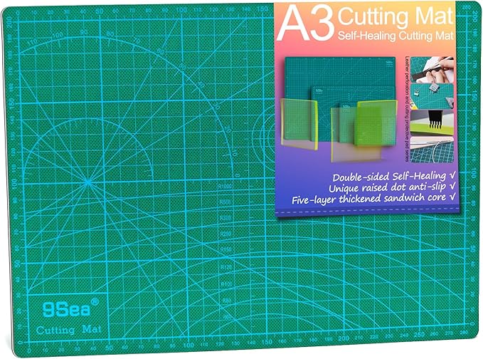 Self Healing Cutting Mat with Grid for Handmade Paper Cutting, Leather Crafts, Carving, Desktop Protectors 5-Ply Quilting Board A3-45x30x0.3cm(17.72x11.81x0.118in Green)