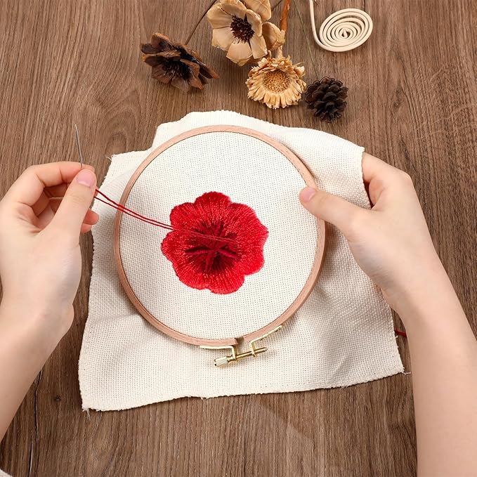 2 Pack 6 Inch Wood Embroidery Hoop, Cross Stitch Hoops Ring, Cross Stitch Supplies Beech Wooden Embroidery Frames for Art Craft Sewing, DIY Decoration