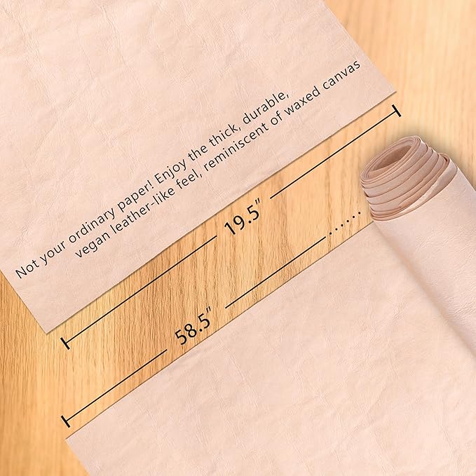 Washable Kraft Paper Roll - 16.9" x1.62 Yard Sewable Kraft Paper Fabric for Bag Making - Durable,Degradable and Washable Paper Material for DIY Foldable Grocery Bags (GZ11)