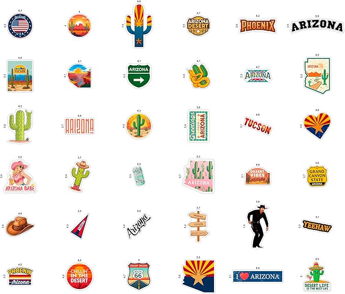 100Pcs Arizona Stickers Small for Water Bottle, Laptops, for Luggage - Arizona Gifts and Souvenirs, Party Supplies - Gift for Women & Men