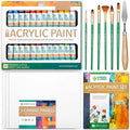 Norberg & Linden Acrylic Paint Set - Canvas and Acrylic Paint Sets for Adults, Teens, Kids - Includes 24 Vivid Colors, 3 Painting Canvas Panels, 6 Assorted Brushes & 1 Paint Knife