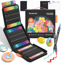 Shuttle Art 48 Colors Dual Tip Acrylic Paint Markers, Brush Tip and Fine Tip Acrylic Paint Pens for Rock Painting, Ceramic, Wood, Canvas, Plastic, Glass, Stone, Calligraphy, Card Making, DIY Crafts