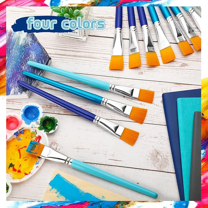 Honoson Paint Brushes for Acrylic Painting, Big Paint Brushes Bulk with Wooden Handle for Acrylic, Watercolor, Oil, Crafts, Face Body Art, 4 Color(36 Pcs)