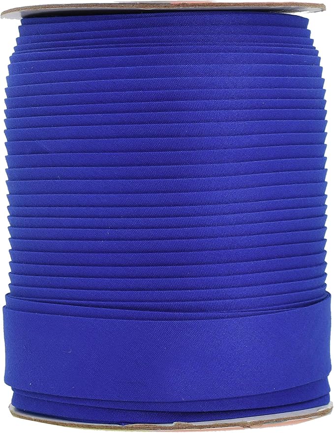 Mandala Crafts 55 Yards 1 Inch Blue Double Fold Bias Tape for Sewing - Bias Binding Tape for Quilting Binding, Hemming, Seam, and Fabric Piping