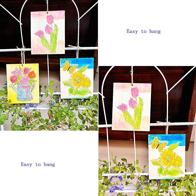 Piatoeke 16PCS 5.9×4.7in Unfinished Wooden Flower Cutouts Board for Kids Painting,Wood Crafts DIY Fun Things to Paint and Hang(Flower)