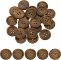uxcell 50Pcs Wooden Buttons, 25mm(1") 4 Hole Round Wood Sewing Button Craft Flatback for Sewing DIY Craft Clothing, Brown