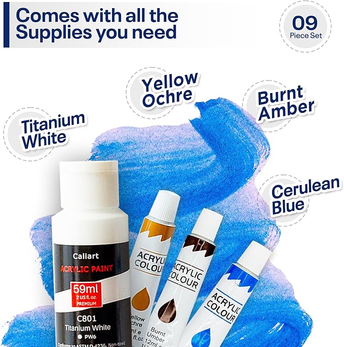 Painting4Real DIY Art Painting Kit for Adults – Learn to Paint Beach Starfish with Video Tutorials – 9 Pieces Acrylic Paint Set for Adults –Perfect Christmas Crafts & Holiday Gifts for Art Lovers