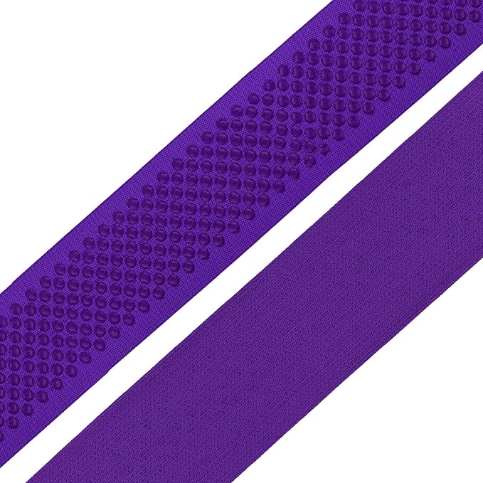 Mandala Crafts 3 Inch Elastic Silicone Gripper Tape for Clothing - 5 Yds Dotted Non Slip Elastic Band for Sewing - Purple Silicone Flat Fabric Stretchy Ribbon Straps