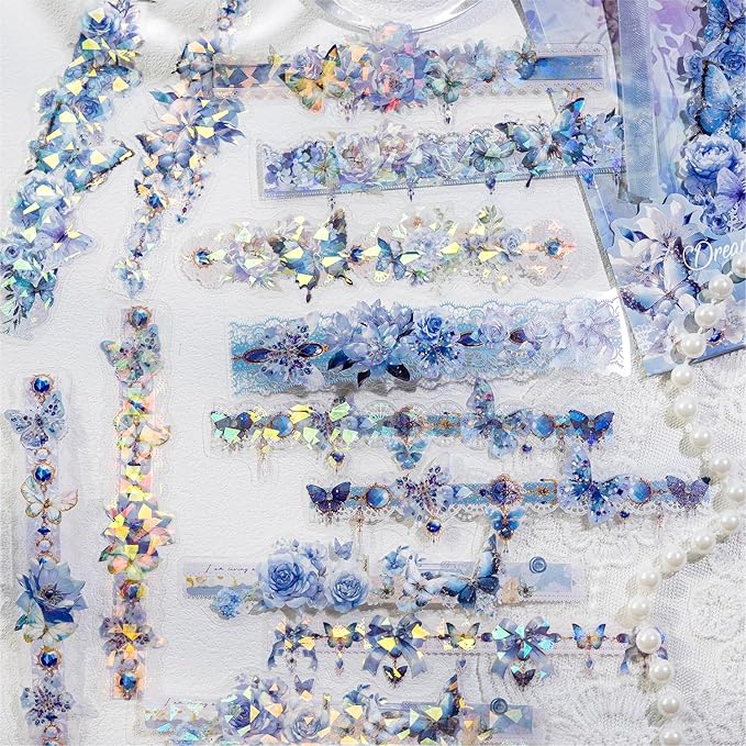 Alideco 120pcs Scrapbook Stickers Vintage Flower Butterfly Scrapbooking Junk Journal Crafts Embelishment Decoration Stickers (youchangmengjing)