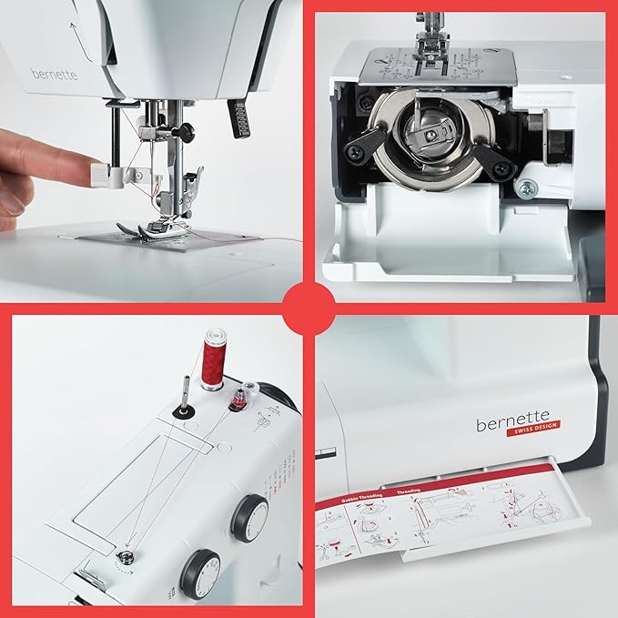 Bernette B35 Sewing Machine for Beginners | 23 Built-In Stitches, 7 Presser Feet, One-Step Buttonhole | Includes Cutting Mat, Scissors, Bobbins, Seam Ripper, Screwdriver, Foot Pedal & Accessories