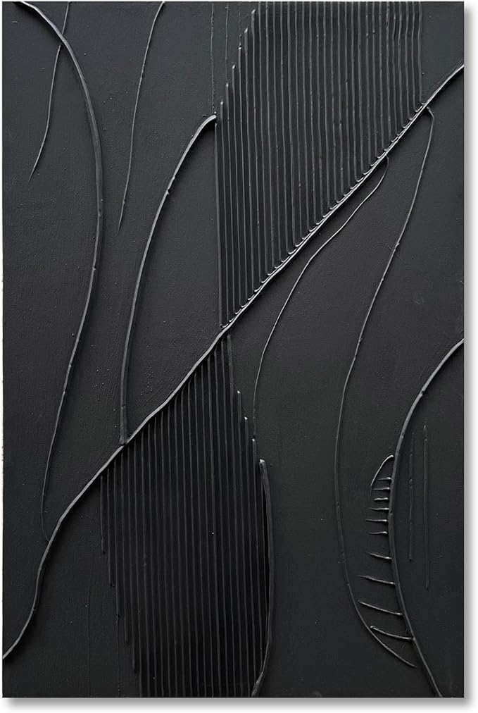 NANKAI Art Hand-Painted Modern Minimalist Abstract Art Black Texture Oil Painting Large Home Wall Art Deco Oil Painting 45x30 inches