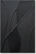 NANKAI Art Hand-Painted Modern Minimalist Abstract Art Black Texture Oil Painting Large Home Wall Art Deco Oil Painting 45x30 inches