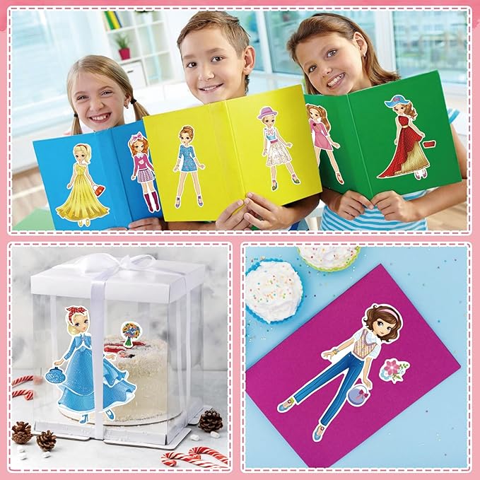 Stickers for Kids, 24 Sheets Dress Up Stickers for Girls, Make Your Own Fairy Princess Sticker, Birthday Party Favor, Classroom Rewards, Art Craft